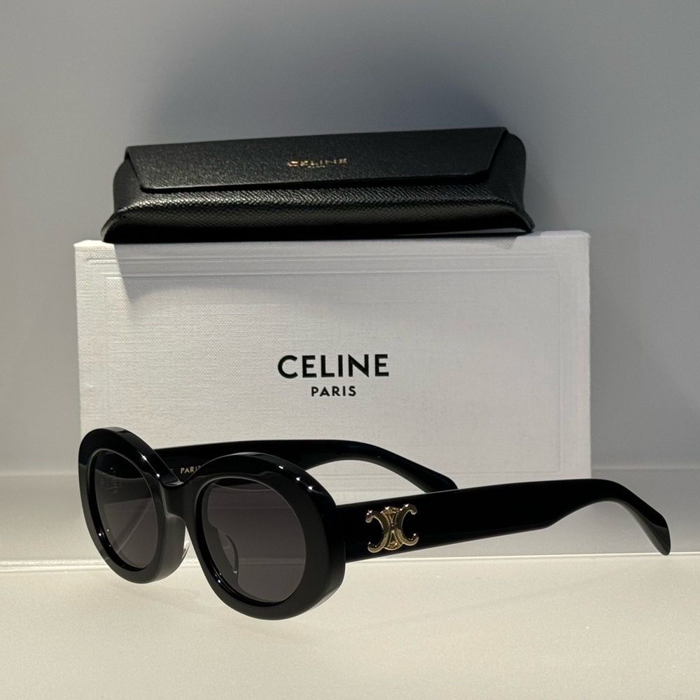 COPY - COPY - Celine Triomphe 01 Sunglasses - Black & Gold Oval